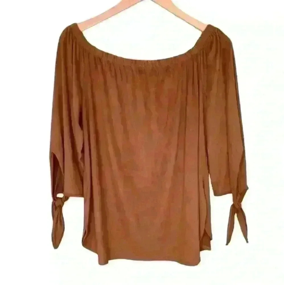 Peppermint Off Shoulder Blouse with Tie Elbow Sleeve